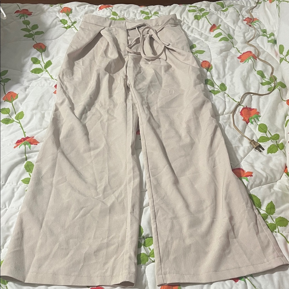 SHEIN Cream Wide Leg Pants